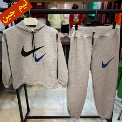 ✴️ست هودی کراپ و شلوار ملانژ چاپی دمپا مچی وپایین کش✴️ کد10200 پخش عمده پوشاک