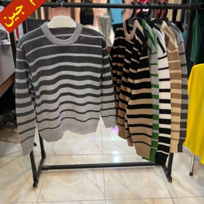 ✴️بافت یقه گرد راه راه✴️  کد10162 فروش عمده پوشاک