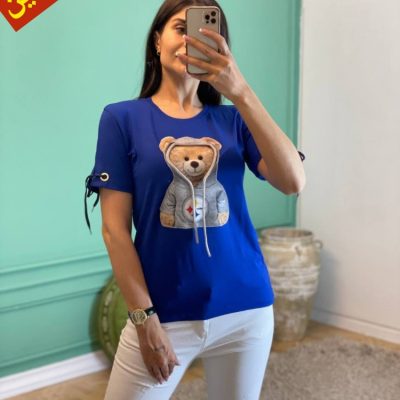 ✴️تیشرت ویسکوز استیکری خرس✴️ کد10093  فروش عمده پوشاک