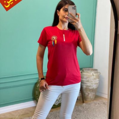 ✴️تیشرت ویسکوز صددرصد 10 دکمه خرجکار استیکر خارجی✴️ کد10020 فروش عمده پوشاک