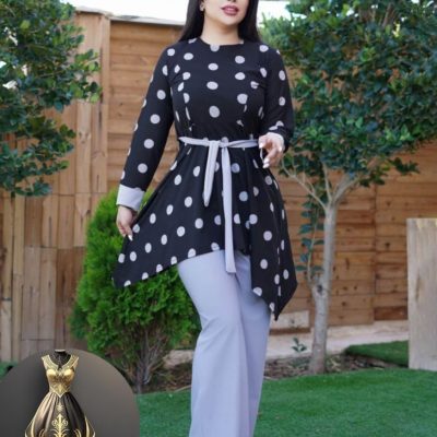 ست تونیک و شلوار کمربندی فروش عمده پوشاک