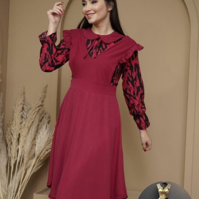 تونیک طرح دار یقه V فروش عمده پوشاک