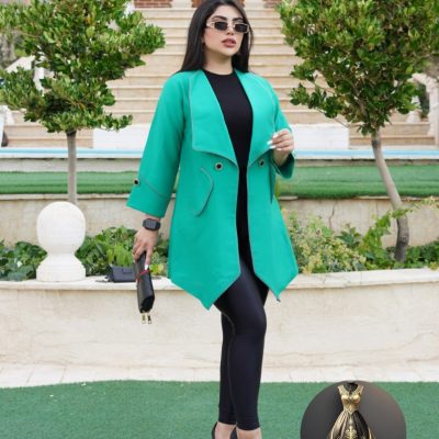 کت زنانه جیب دار نوار مغزی لمه فروش عمده پوشاک