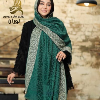 شال ژاکارد سبز حاشیه دار اعلاء  فروش عمده پوشاک