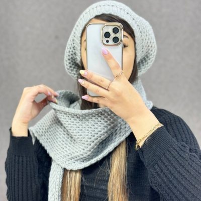 🔥شال-و-کلاه-بافت-برت-فرانسوی🔥 کد8383 فروش عمده پوشاک