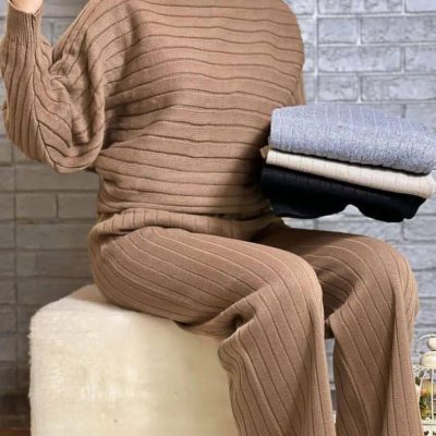 ست کراپ شلوار بافت کیمینو  فروش عمده پوشاک