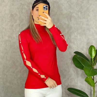 بلوز یقه سه سانت مروارید  فروش عمده پوشاک
