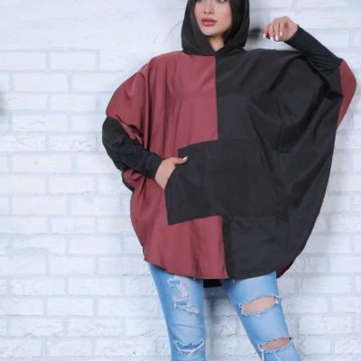 مانتو پانچ دو رنگ  پخش عمده پوشاک