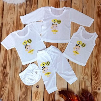 سرویس 5 تکه نوزادی فلامنت  #کد3530 فروش عمده پوشاک