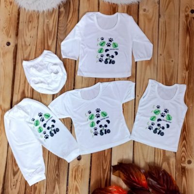سرویس 5 تکه نوزادی فلامنت  #کد3537 فروش عمده پوشاک