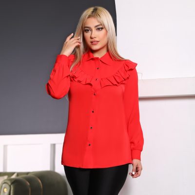 شومیز الیزه کد 2194 قرمز ، مشکی و سفید  فروش عمده پوشاک