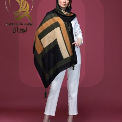 شال نخی نیلا منگوله دار اعلاء  فروش عمده پوشاک