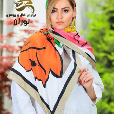 روسری ساتن ابریشم دور دست دوز اعلاء  فروش عمده پوشاک