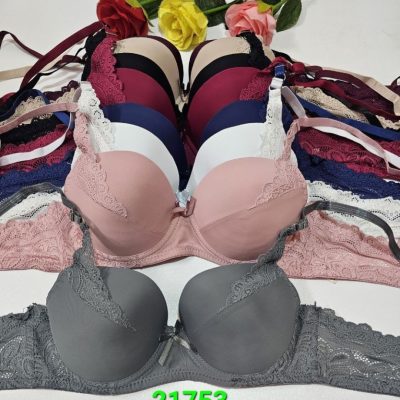 ⚜️سوتین اسفنجی نیمه دانتل فنردار اعلاء⚜️ کد21753 فروش عمده پوشاک