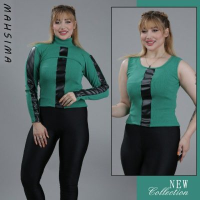 تاپ دوتیکه چرم دوزی  فروش عمده پوشاک