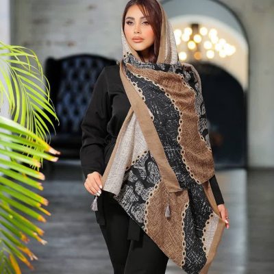 شال نخی شال نخی ژاکارد منگوله دار فروش عمده پوشاک