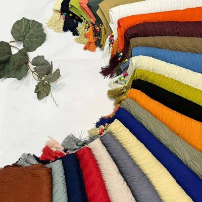 شال پلیسه گندمی نخی منگوله دار فروش عمده پوشاک