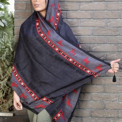 شال نخی چاپی پاییزه منگوله دار فروش عمده پوشاک