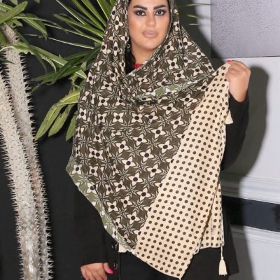 شال نخی چاپی پاییزه منگوله دار فروش عمده پوشاک