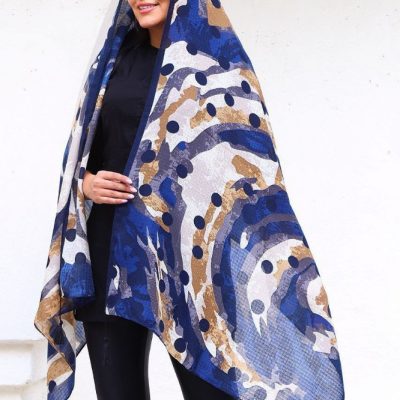 شال نخی چاپی پاییزه منگوله دار فروش عمده پوشاک