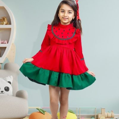 سارافون یلدایی دخترانه 🔵 کد ۴۸۱0۱۱۵ 9️⃣0️⃣5️⃣ فروش عمده پوشاک