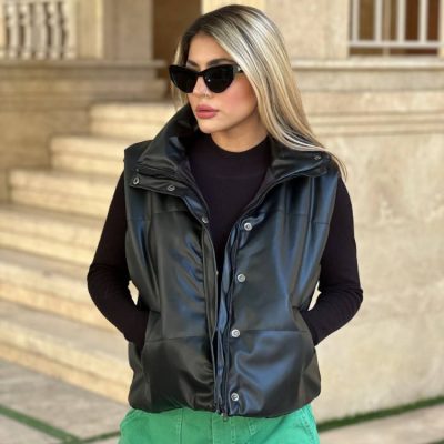 ✳️پافر چرم تیرکمانی گرم بالا code 2✳️ ❌تعداد محدود❌ فروش عمده پوشاک