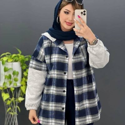 شومیز چهارخونه آستین ملانژ پشمی  فروش عمده پوشاک