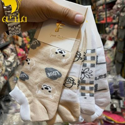 جوراب مچی نخ پنبه پنجه گیری روسو زنانه  فروش عمده پوشاک