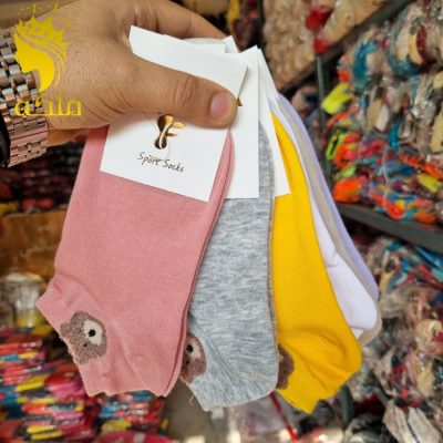 جوراب مچی نخ پنبه بوکله پنجه گیری روسو زنانه  فروش عمده پوشاک