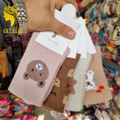 جوراب نیم ساق نخ پنبه بوکله کش انگلیسی پنجه گیری روسو زنانه فروش عمده پوشاک