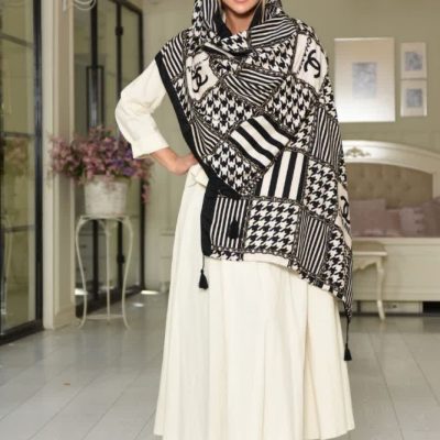 شال نخ مربعی پاییزه منگوله دار فروش عمده پوشاک