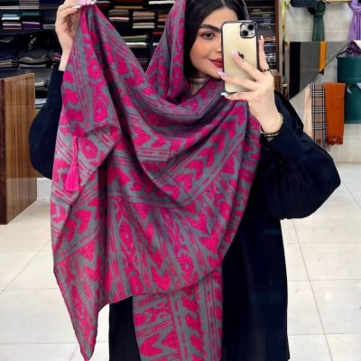 شال نخی نیلا منگوله دار فروش عمده پوشاک