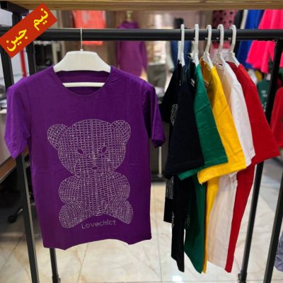 ✴️تیشرت پنبه سوپر استیکری خرس✴️ کد10277 فروش عمده پوشاک