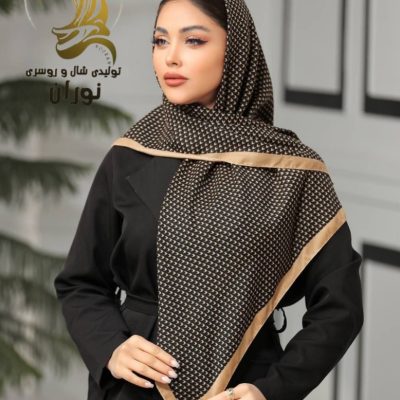 روسری کرپ نخ سیا اسکارف اعلاء  فروش عمده پوشاک