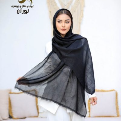 شال نخی میله ای اشکی مشکی اعلاء فروش عمده پوشاک