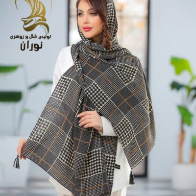 شال نخی سیا اسکارف منگوله دار اعلاء  فروش عمده پوشاک