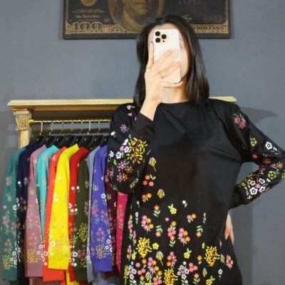 تونیک آستین دار گل دار  فروش عمده پوشاک