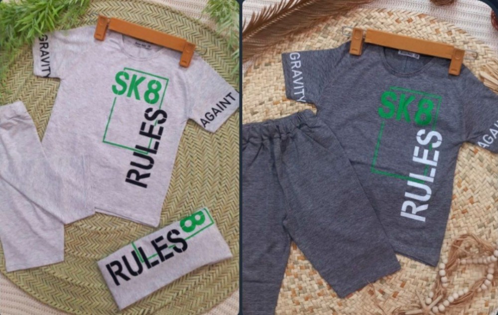بلوز شلوارک پسرانه طرح Sk8 فروش عمده پوشاک