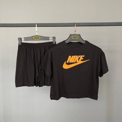 🔶ست کراپ شلوارک NIKE پنبه🔶 #کد8656 فروش عمده پوشاک