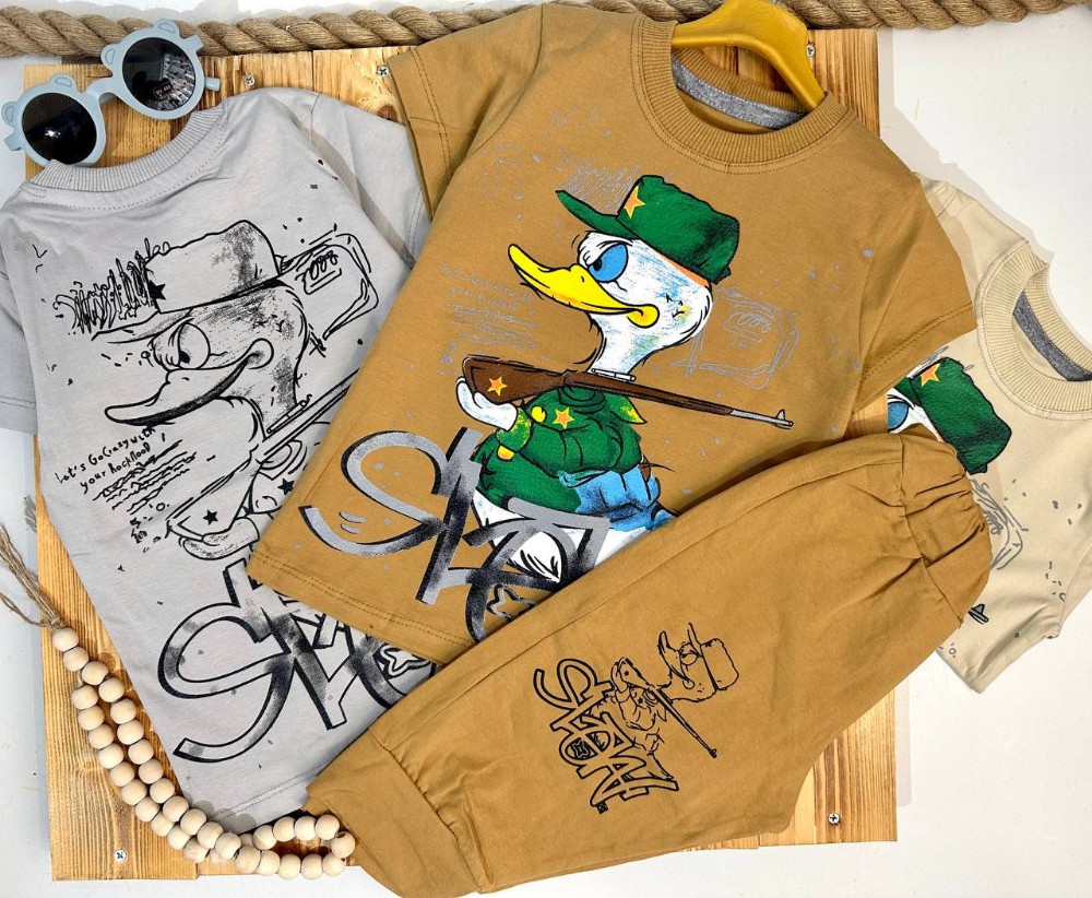 تیشرت شلوارک اسپرت اردک پشت و رو چاپ فروش عمده پوشاک