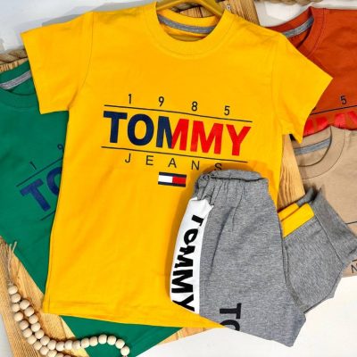 خرید عمده 👫تیشرت شلوارک اسپرت tommy پنبه نواردوزی