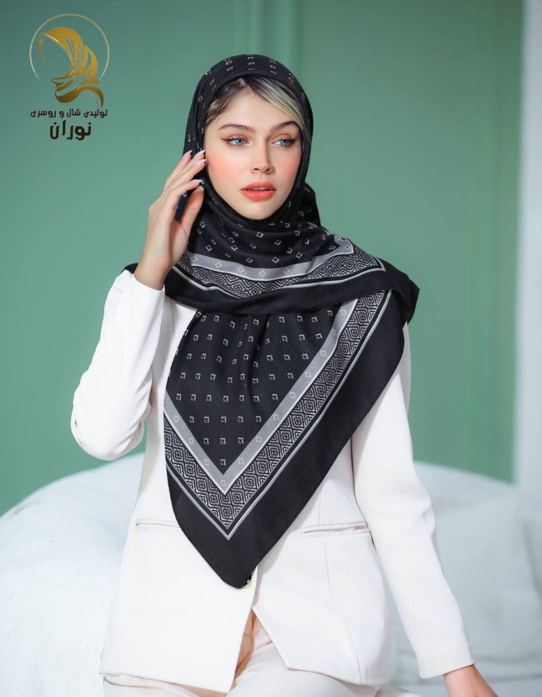 خرید عمده روسری کرپ نخ سیا اسکارف اعلاء