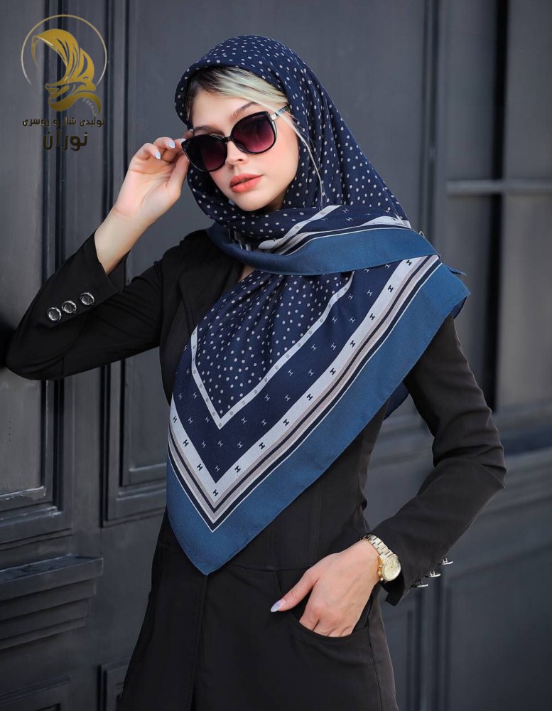خرید عمده روسری کرپ نخ سیا اسکارف اعلاء