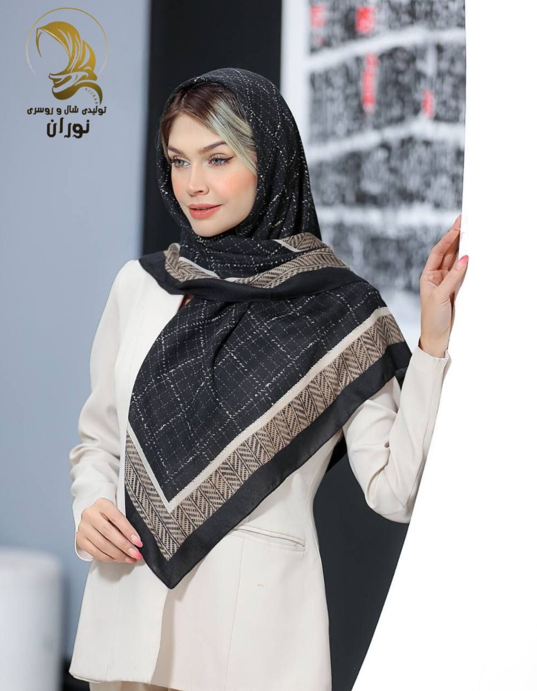 خرید عمده روسری کرپ نخ سیا اسکارف اعلاء