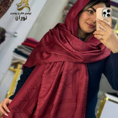خرید عمده شال زرشکی ژاکارد بغل دوخت اعلاء