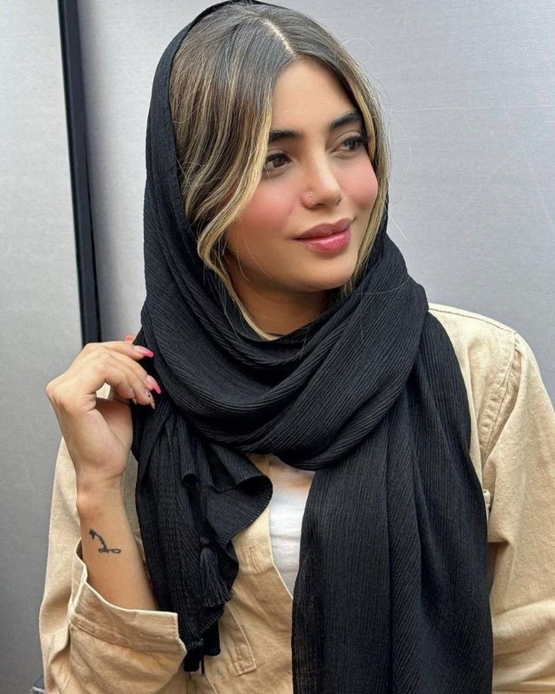 فروش عمده شال پلیسه برشکا منگوله دار زنانه - شال و روسری زنانه عمده