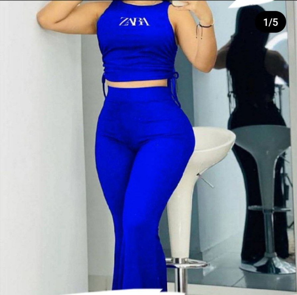 خرید عمده کراپ شلوار دمپا ZARA کبریتی کد5781 - ست تیشرت شلوار زنانه عمده