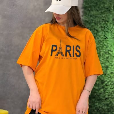 خرید عمده تیشرت چاپ PARIS سوپر اسپان - تاپ و تیشرت زنانه عمده