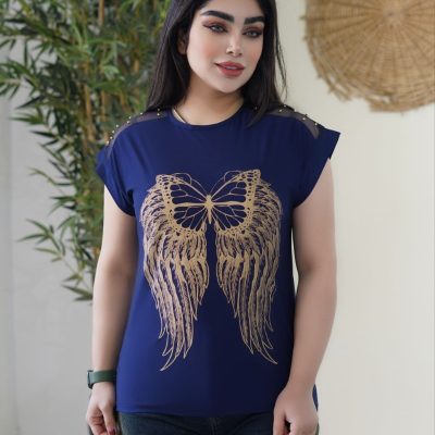 خرید عمده تاپ آستین سرخود سرشانه مروارید ونیزی - تاپ و تیشرت زنانه عمده