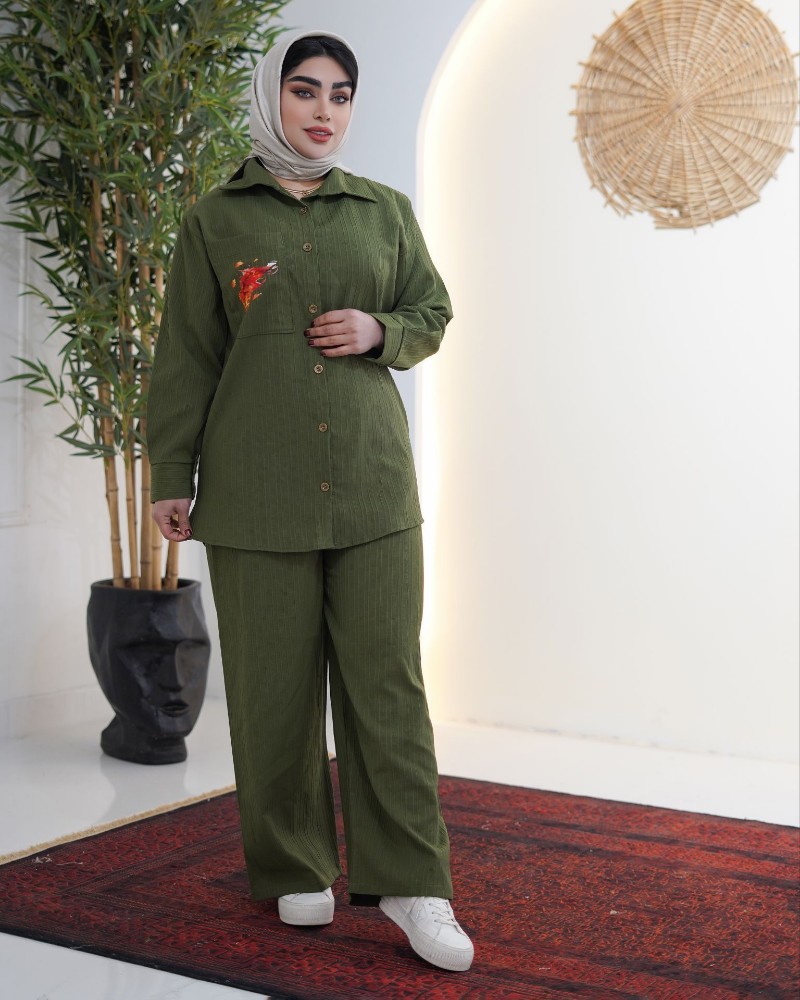 خرید عمده تونیک شلوار دکمه خور چاپی - ست تونیک شلوار زنانه عمده